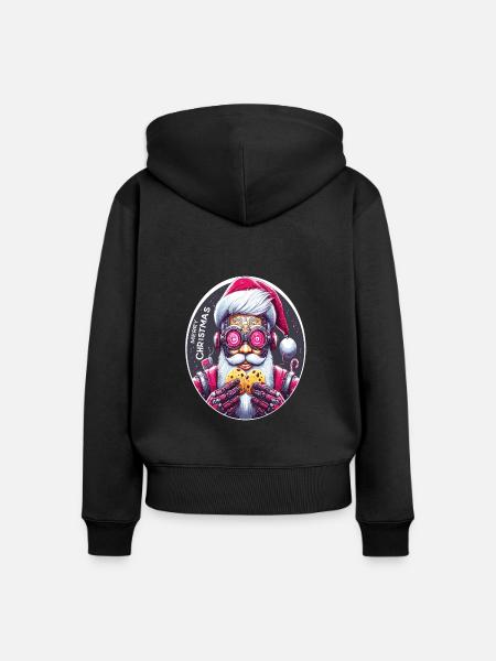 Weihnachtsmann Cyberpunk - Frauen Premium Bio Zip Hoodie - Schwarz
