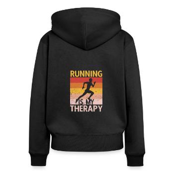 Laufen Läufer Running Vintage Fitness Sprüche - Frauen Premium Bio Zip Hoodie - Schwarz - Hinten - Julia (174cm)