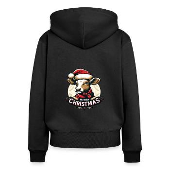 Kuh Kuhkopf Kühe Kalb Milchkuh Mutterkuh - Frauen Premium Bio Zip Hoodie - Schwarz - Hinten - Julia (174cm)