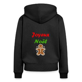 Joyeux noel pain d'épice - Sweat à capuche zippé Premium bio Femme - noir - Dos - Julia (174cm)
