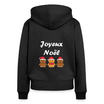 Joyeux noel pain d'épice - Sweat à capuche zippé Premium bio Femme - noir - Dos - Julia (174cm)