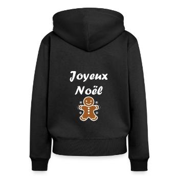 Joyeux noel pain d'épice - Sweat à capuche zippé Premium bio Femme - noir - Dos - Julia (174cm)