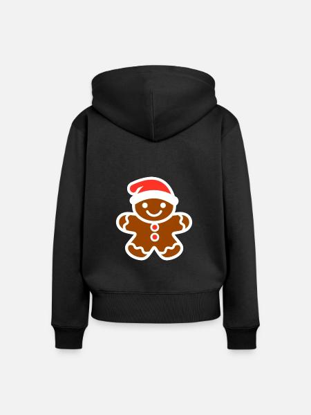 Lebkuchenmann - Frauen Premium Bio Zip Hoodie - Schwarz