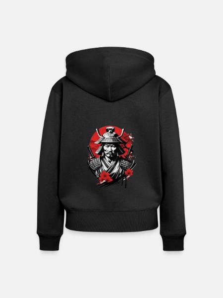 Samurai-Krieger - Japan - Dämon - Frauen Premium Bio Zip Hoodie - Schwarz
