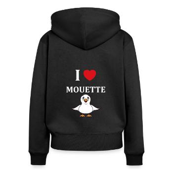 J'aime les mouettes - Sweat à capuche zippé Premium bio Femme - noir - Dos - Julia (174cm)