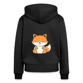 J'aime les renards - Sweat à capuche zippé Premium bio Femme - noir - Dos - Julia (174cm)