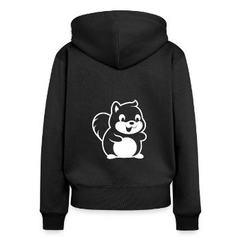 Humour petit écureuil - Sweat à capuche zippé Premium bio Femme - noir - Dos - Julia (174cm)