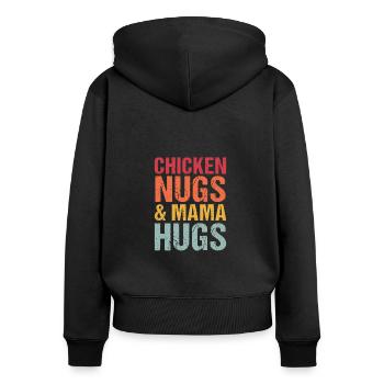 Hahn Hühner Hühnchen Vintage Hähnchen Rooster - Frauen Premium Bio Zip Hoodie - Schwarz - Hinten - Julia (174cm)