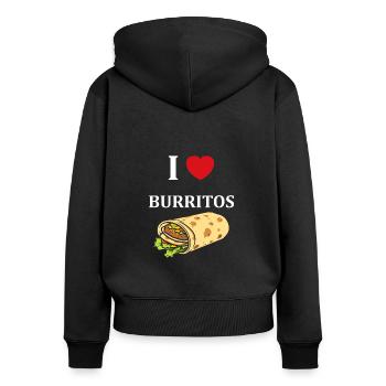 Amour Petit burrito - Sweat à capuche zippé Premium bio Femme - noir - Dos - Julia (174cm)