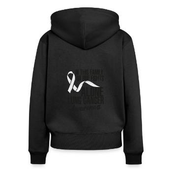 Lungenkrebs-Bewusstsein - Frauen Premium Bio Zip Hoodie - Schwarz - Hinten - Julia (174cm)