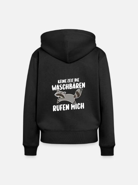 Waschbär - Frauen Premium Bio Zip Hoodie - Schwarz