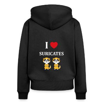 Humour petit suricate - Sweat à capuche zippé Premium bio Femme - noir - Dos - Julia (174cm)
