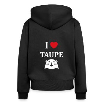 Humour mignonne petite taupe - Sweat à capuche zippé Premium bio Femme - noir - Dos - Julia (174cm)