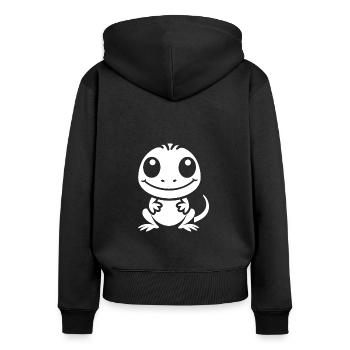 christmas reindeer cute funny smile with christmas - Sweat à capuche zippé Premium bio Femme - noir - Dos - Julia (174cm)