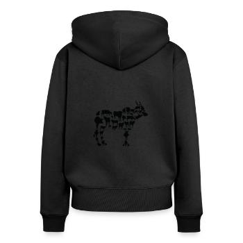 Kuh Landwirt Tierhaltung Kuh Silhouette - Frauen Premium Bio Zip Hoodie - Schwarz - Hinten - Julia (174cm)