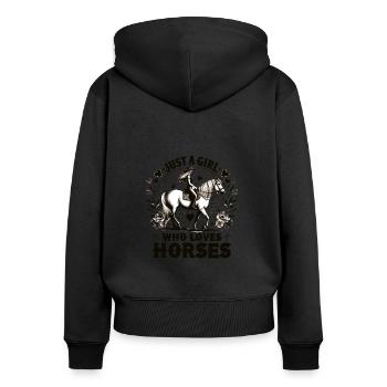 Cadeau d’amant de cheval juste une fille qui aime les chevaux - Sweat à capuche zippé Premium bio Femme - noir - Dos - Julia (174cm)