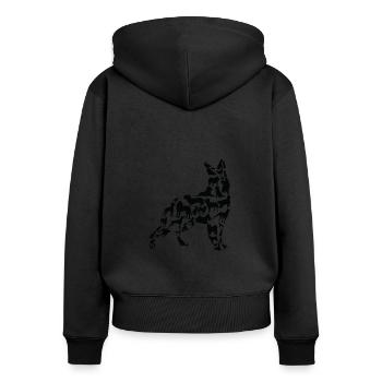 Hundehalter Hundeliebhaber Silhouette - Frauen Premium Bio Zip Hoodie - Schwarz - Hinten - Julia (174cm)