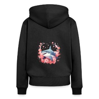 Shark Love Bubbles Valentine's Day Underwater - Women's Premium Organic Zip Hoodie - black - Back - Julia (174cm)