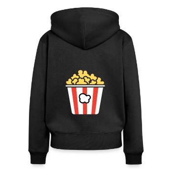 Humour pot de popcorn - Sweat à capuche zippé Premium bio Femme - noir - Dos - Julia (174cm)