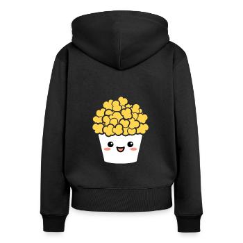 Popcorn Pot Humor - Women's Premium Organic Zip Hoodie - black - Back - Julia (174cm)