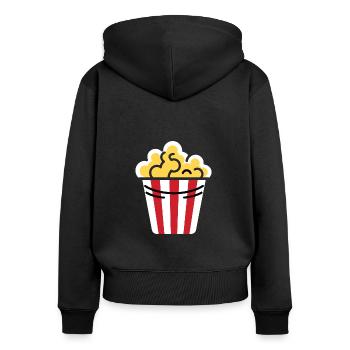 Popcorn Topf Humor - Frauen Premium Bio Zip Hoodie - Schwarz - Hinten - Julia (174cm)