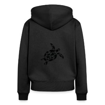 Tortue Biologiste marin Tortues Silhouette - Sweat à capuche zippé Premium bio Femme - noir - Dos - Julia (174cm)