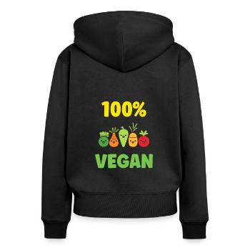 Humour petit légumes vegan - Sweat à capuche zippé Premium bio Femme - noir - Dos - Julia (174cm)
