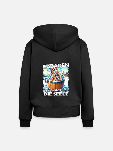 Eisbaden Winterbaden Lustig - Frauen Premium Bio Zip Hoodie - Schwarz