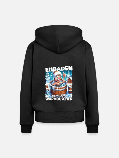 Eisbaden Winterbaden Lustig - Frauen Premium Bio Zip Hoodie - Schwarz