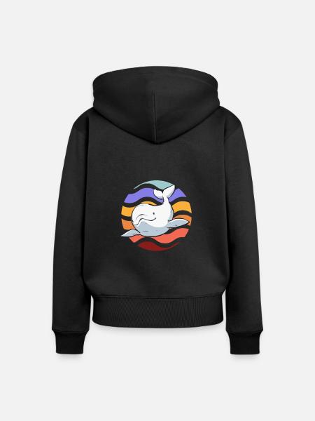 Weißwal Beluga Wal - Frauen Premium Bio Zip Hoodie - Schwarz