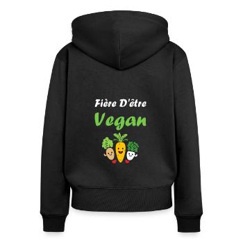 Légumes Humour je suis vegan - Sweat à capuche zippé Premium bio Femme - noir - Dos - Julia (174cm)