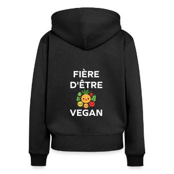 Légumes Humour je suis vegan - Sweat à capuche zippé Premium bio Femme - noir - Dos - Julia (174cm)