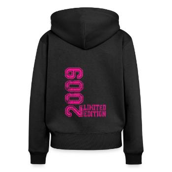 Édition limitée 2009 - Sweat à capuche zippé Premium bio Femme - noir - Dos - Julia (174cm)