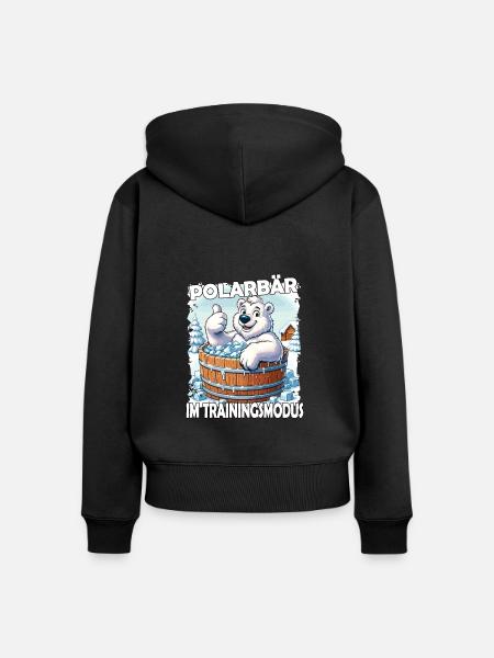 Eisbaden Winterbaden Lustig - Frauen Premium Bio Zip Hoodie - Schwarz