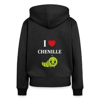 Chenilles insecte Amour petite chenille - Sweat à capuche zippé Premium bio Femme - noir - Dos - Julia (174cm)