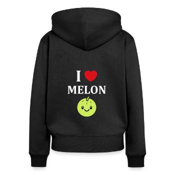 Fruit Humour petit Melon - Sweat à capuche zippé Premium bio Femme - noir - Dos - Julia (174cm)