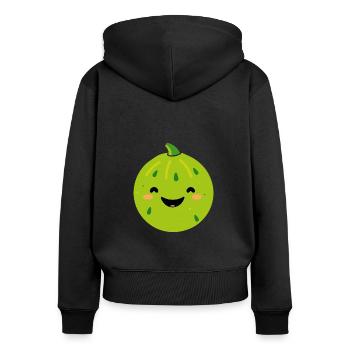 Fruit Humour petit Melon - Sweat à capuche zippé Premium bio Femme - noir - Dos - Julia (174cm)