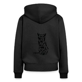 Propriétaire de chat Silhouette d’amant de chat - Sweat à capuche zippé Premium bio Femme - noir - Dos - Julia (174cm)