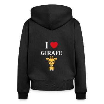 Humour petit bébé girafe - Sweat à capuche zippé Premium bio Femme - noir - Dos - Julia (174cm)