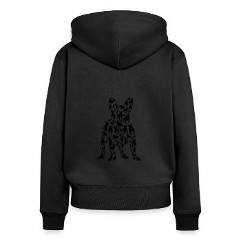 French Bulldog Dog French Bulldog Frenchie Mom - Women's Premium Organic Zip Hoodie - black - Back - Julia (174cm)