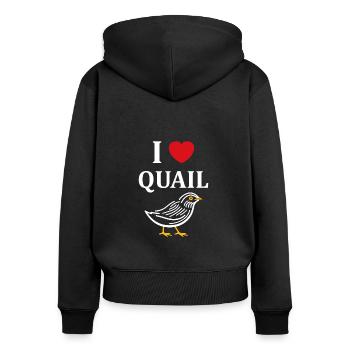 Humour Cailles oiseaux Petite caille - Sweat à capuche zippé Premium bio Femme - noir - Dos - Julia (174cm)