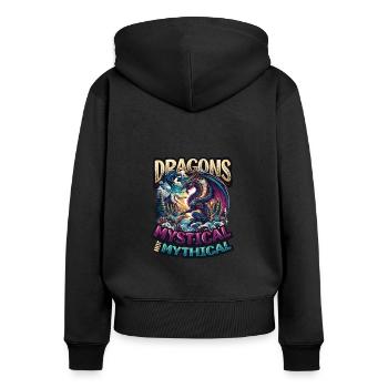 Dragon Lovers Dragons du monde fantastique - Sweat à capuche zippé Premium bio Femme - noir - Dos - Julia (174cm)
