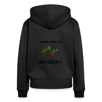 Thank God Its Monday Stock Chart Day Trading Stock Market - Women's Premium Organic Zip Hoodie - black - Back - Julia (174cm)