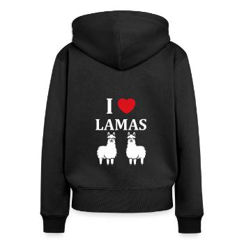 Humour mignon petit lama - Sweat à capuche zippé Premium bio Femme - noir - Dos - Julia (174cm)