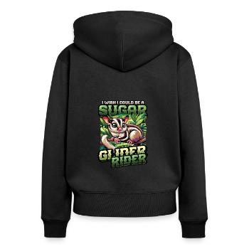 Australische Sugar Glider Kurzkopfgleitbeutler - Frauen Premium Bio Zip Hoodie - Schwarz - Hinten - Julia (174cm)