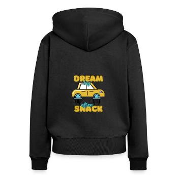 Dream Big Snack Often - Women's Premium Organic Zip Hoodie - black - Back - Julia (174cm)