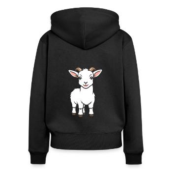 Citation humour petite chèvre - Sweat à capuche zippé Premium bio Femme - noir - Dos - Julia (174cm)