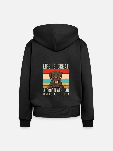 Chocolate Labrador Retriever Hund - Frauen Premium Bio Zip Hoodie - Schwarz