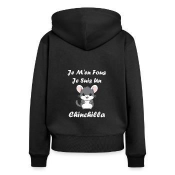 Petit chinchilla mignon - Sweat à capuche zippé Premium bio Femme - noir - Dos - Julia (174cm)