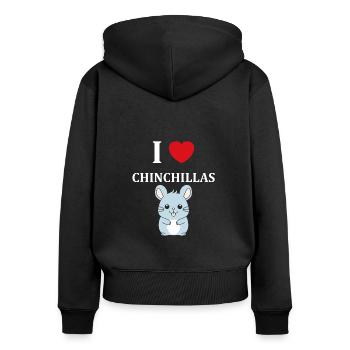Petit chinchilla mignon - Sweat à capuche zippé Premium bio Femme - noir - Dos - Julia (174cm)